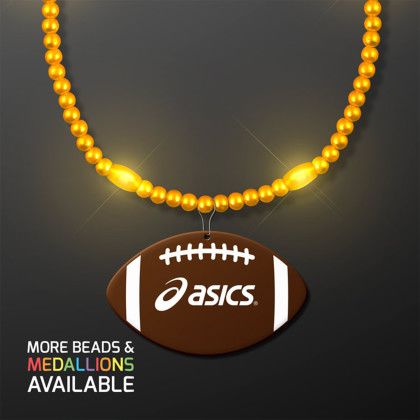 Custom Yellow LED Bead Necklace with Football Medallion - Yellow