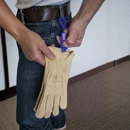 Custom Blue Glove Clip with Logo - Lifestyle