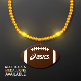 Custom Yellow LED Bead Necklace with Football Medallion - Yellow Custom Yellow LED Bead Necklace with Football Medallion - Yellow