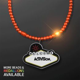 Custom Orange LED Bead Necklace with Las Vegas Medallion