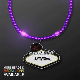 Custom Purple LED Bead Necklace with Las Vegas Medallion 