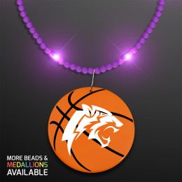 Custom Still-Light Purple Beads With Basketball Medallion - Purple