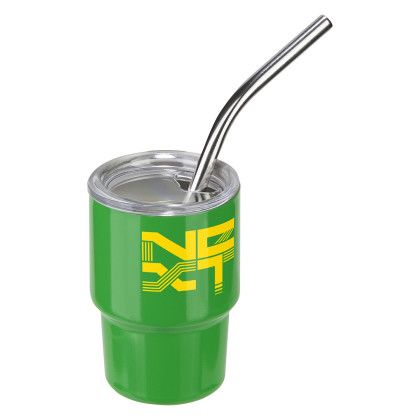 Custom Mini Belmont 3 oz Double-Wall Stainless Steel Tumbler with Straw - Green Custom Mini Belmont 3 oz Double-Wall Stainless Steel Tumbler with Straw - Green