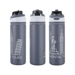 Custom Dunes 24 oz 2-in-1 Vacuum Insulated Stainless Steel Bottle - Gray