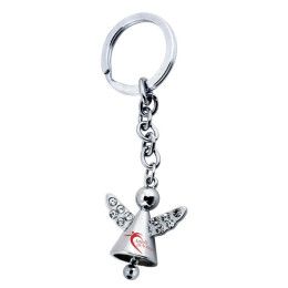 Custom Angel Jewelry Keychain With Jingling Bell - Silver