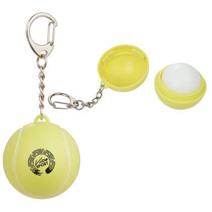 Custom Tennis Ball SPF 15 Lip Balm Keychain - Yellow Custom Tennis Ball SPF 15 Lip Balm Keychain - Yellow
