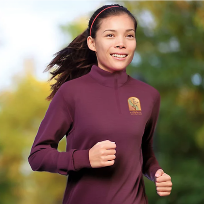 Custom Full Color Unisex 1/4 Zip Fleece Pullover - Burgundy Red Lifestyle View Custom Full Color Unisex 1/4 Zip Fleece Pullover - Burgundy Red Lifestyle View