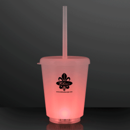Custom 12 oz. Short Tumbler Light Cup with Lid & Straw - Multicolor