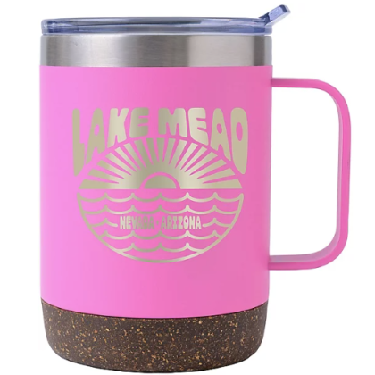 Custom Saratoga Cork Bottom Brite Mug 12 oz - Pink Custom Saratoga Cork Bottom Brite Mug 12 oz - Pink