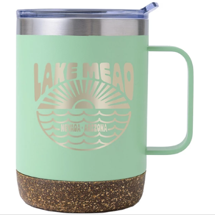 Custom Saratoga Cork Bottom Brite Mug 12 oz - Green Custom Saratoga Cork Bottom Brite Mug 12 oz - Green