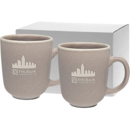 Custom 17 oz. Etched Comfort Collection Bistro Mug Gift Set - Soft Brwon