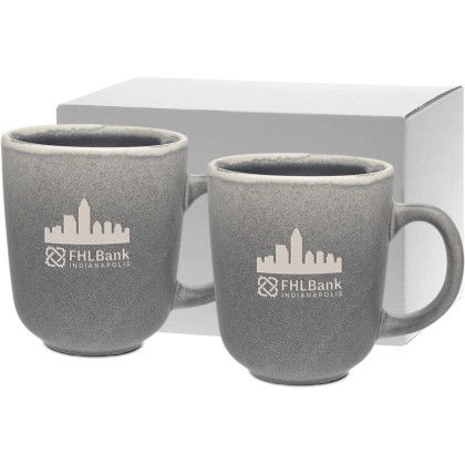 Custom 17 oz. Etched Comfort Collection Bistro Mug Gift Set - Soft Gray