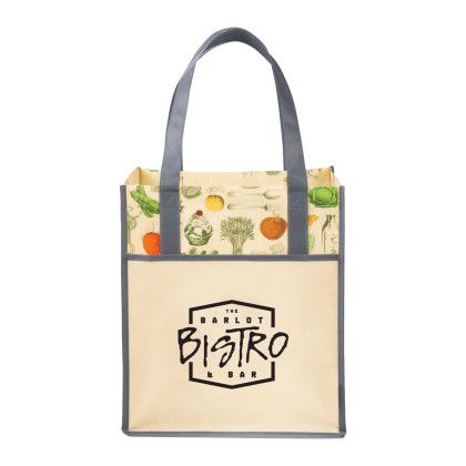 Custom Big Grocery Vintage Laminated Non-Woven Tote Custom Big Grocery Vintage Laminated Non-Woven Tote