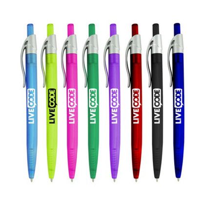 Custom Preston Ballpoint Pen With Translucent Barrel & Silver Clip Click Pen - All Colors Custom Preston Ballpoint Pen With Translucent Barrel & Silver Clip Click Pen - All Colors