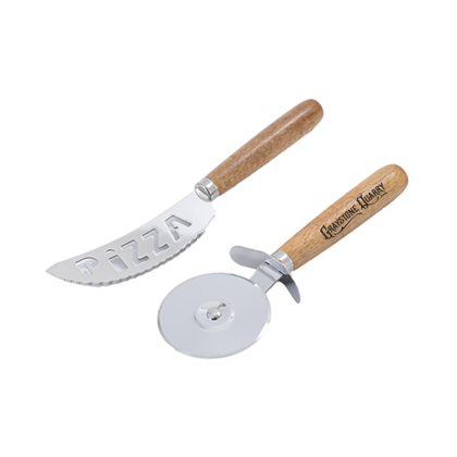 Custom Tuscany 2-Piece Pizza Cutter Set - Brown Custom Tuscany 2-Piece Pizza Cutter Set - Brown