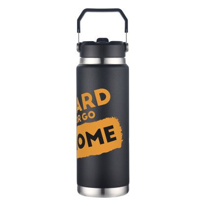 Custom Senago 30 oz Vacuum Insulated Stainless Steel Bottle with Build-in Straw - Black Custom Senago 30 oz Vacuum Insulated Stainless Steel Bottle with Build-in Straw - Black