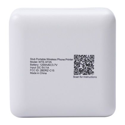 Custom Stub Portable Wireless Phone Printer - Back View