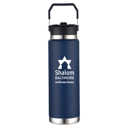 Custom Senago 30 oz Vacuum Insulated Stainless Steel Bottle with Build-in Straw - Navy Blue Custom Senago 30 oz Vacuum Insulated Stainless Steel Bottle with Build-in Straw - Navy Blue