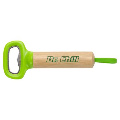 Custom Pop Top Bamboo Bottle Opener - Green