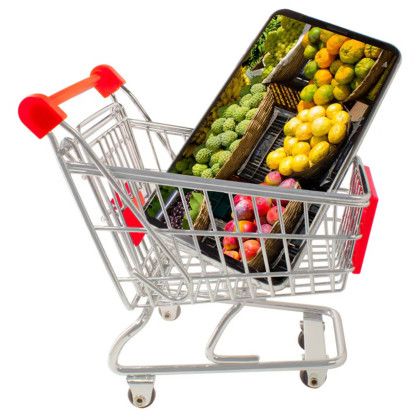 Custom Mini Shopping Cart - Blue/silver In Use Custom Mini Shopping Cart - Blue/silver In Use