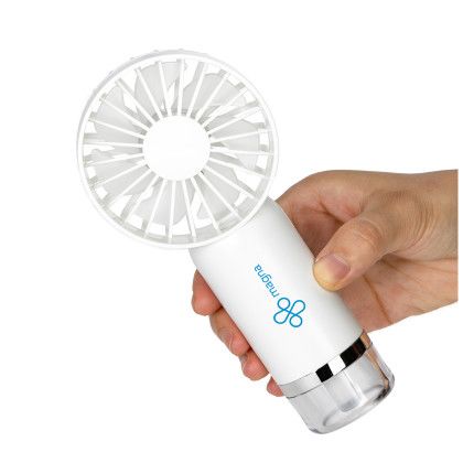 Custom Best Buddy Tools Spritz Handheld Rechargeable Misting Fan - White Lifestyle View Custom Best Buddy Tools Spritz Handheld Rechargeable Misting Fan - White Lifestyle View