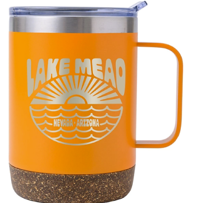 Custom Saratoga Cork Bottom Brite Mug 12 oz - Orange Custom Saratoga Cork Bottom Brite Mug 12 oz - Orange