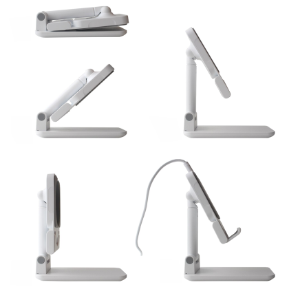 Custom iStand Plus with Removable 15W MagSecure Wireless Charger- No Adapter Ring - White All Band View 