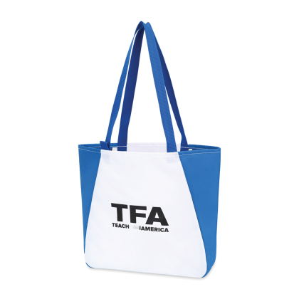 Custom Arlo Recycled rPET Tote - Royal Blue Side View Custom Arlo Recycled rPET Tote - Royal Blue Side View