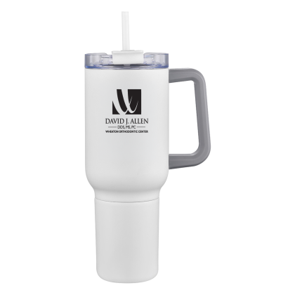 Custom Novo Combo 20 oz Vacuum Insulated Stainless Steel Mug and Screw-On 12 oz Can Cooler - White