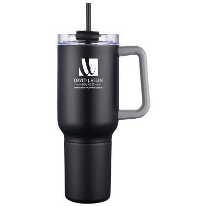 Custom Novo Combo 20 oz Vacuum Insulated Stainless Steel Mug and Screw-On 12 oz Can Cooler - Black