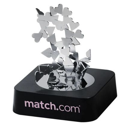 Custom Heart Magnetic Sculpture Block - Black with silver - Side view