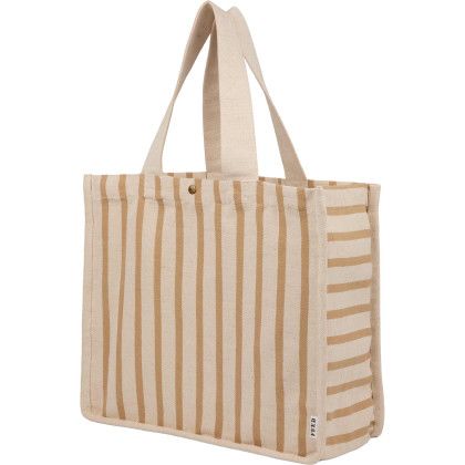 Custom FEED Cotton and Jute Striped Tote - side view