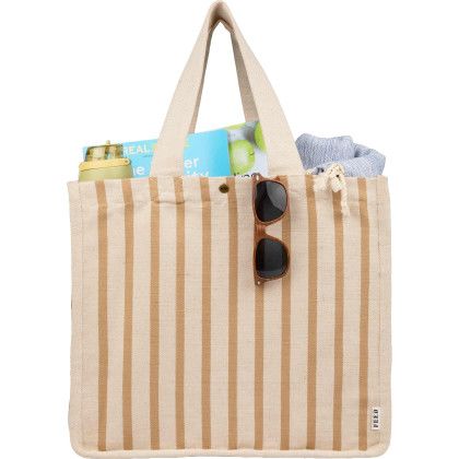 Custom FEED Cotton and Jute Striped Tote - lifestyle