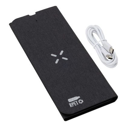 Custom Acadia rPET Mouse Pad with 15 W Wireless Charger - Black With USB wire View 