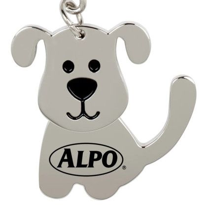 Custom Swinging Dog Keychain - Silver Front view Custom Swinging Dog Keychain - Silver Front view