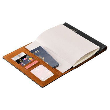 Custom Folio Refillable Hardcover Journal with Card Pockets and Magnetic Closure - In Use Custom Folio Refillable Hardcover Journal with Card Pockets and Magnetic Closure - In Use