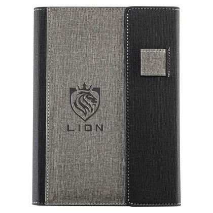 Custom Folio Refillable Hardcover Journal with Card Pockets and Magnetic Closure - Gray Front View Custom Folio Refillable Hardcover Journal with Card Pockets and Magnetic Closure - Gray Front View