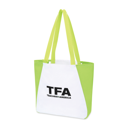 Custom Arlo Recycled rPET Tote - Lime Green Side View Custom Arlo Recycled rPET Tote - Lime Green Side View