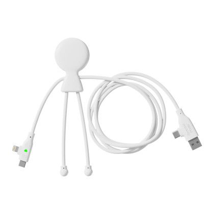 Custom Xoopar Mr. Bio Long Fast Charging Cable - White Custom Xoopar Mr. Bio Long Fast Charging Cable - White