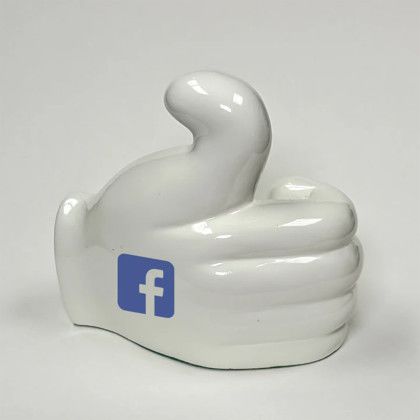 Custom Thumbs Up Ceramic Card Holder - White Front view Custom Thumbs Up Ceramic Card Holder - White Front view