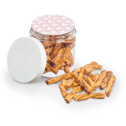 Custom 8 oz Jar of Mini Pretzel Sticks