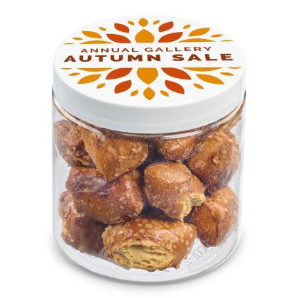 Custom 8 oz Jar of Pretzel Stumps Custom 8 oz Jar of Pretzel Stumps
