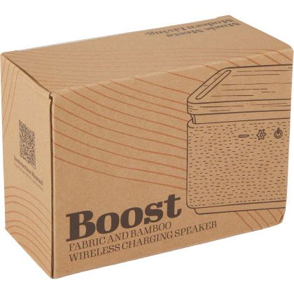 Custom Boost Fabric & FSC Bamboo Speaker with Wireless Charging Pad