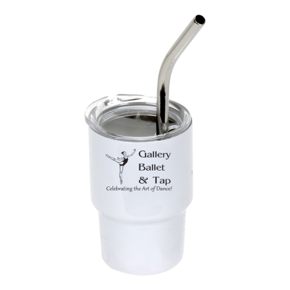 Custom Mini Belmont 3 oz Double-Wall Stainless Steel Tumbler with Straw - White Custom Mini Belmont 3 oz Double-Wall Stainless Steel Tumbler with Straw - White