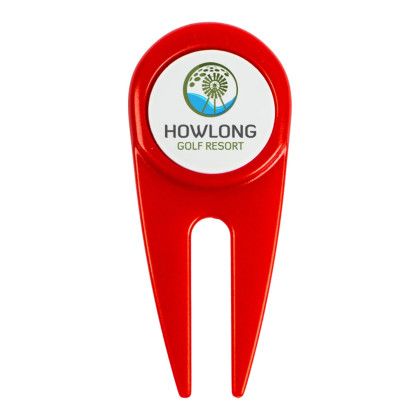 Custom Divot Tool with Magnetic Ball Marker - Red Custom Divot Tool with Magnetic Ball Marker - Red