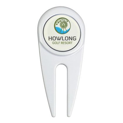 Custom Divot Tool with Magnetic Ball Marker - White Custom Divot Tool with Magnetic Ball Marker - White