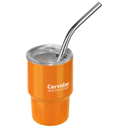 Custom Mini Belmont 3 oz Double-Wall Stainless Steel Tumbler with Straw - Orange Custom Mini Belmont 3 oz Double-Wall Stainless Steel Tumbler with Straw - Orange