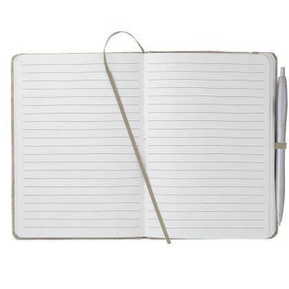 Custom 5" x 7" FSC Mix Recycled Cotton Bound Notebook - Natural open view