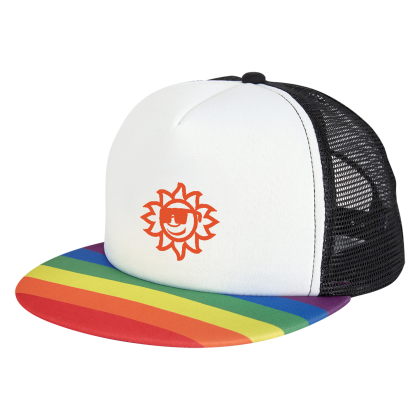 Custom Rainbow Trucker Cap - Front View Custom Rainbow Trucker Cap - Front View