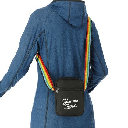Custom Rainbow RPET Crossbody Tote - Lifestyle View